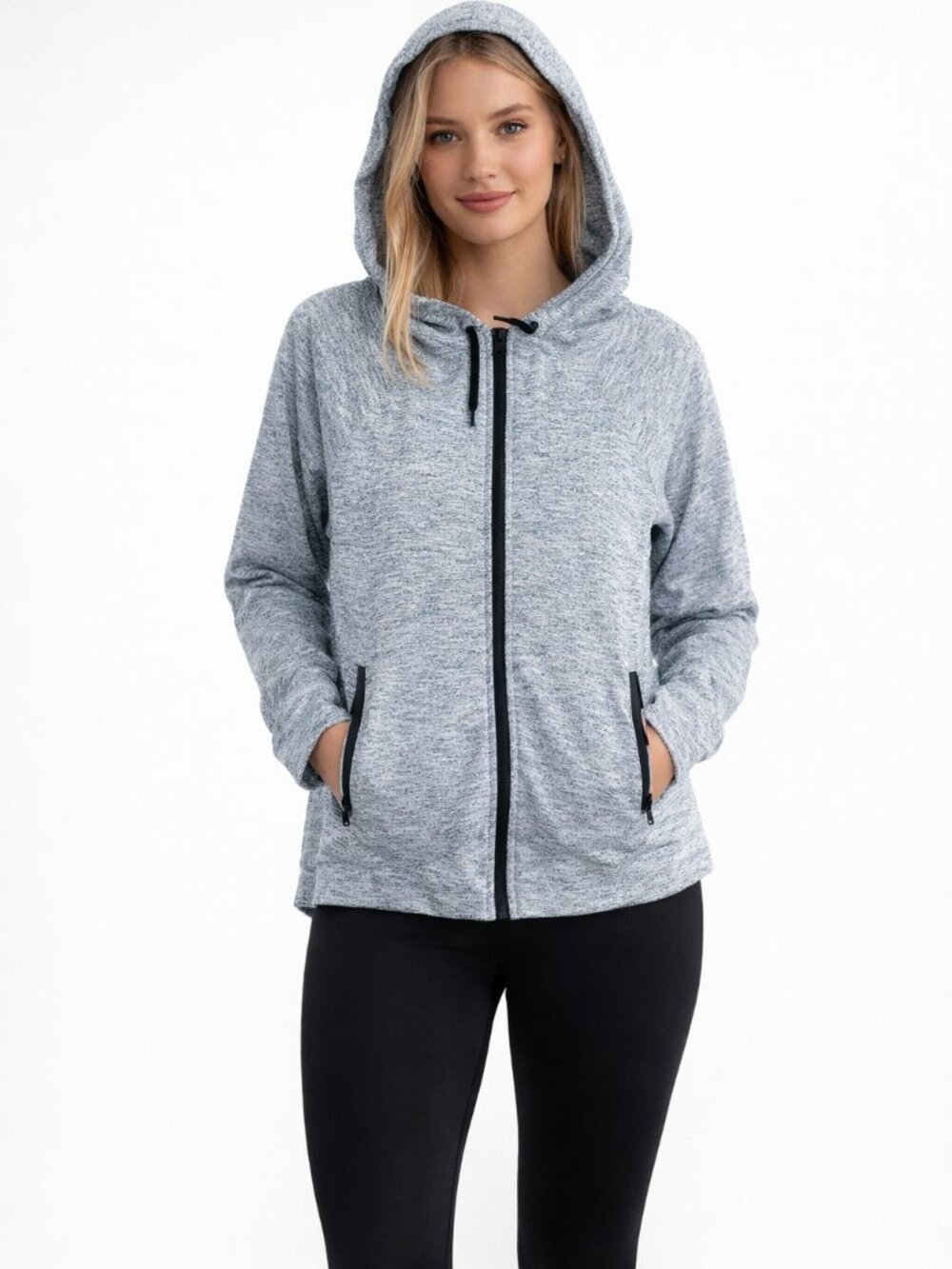 Athleta Techie Sweat Anorak Zip-Up Hoodie Sweathshirt Heather Gray Medium #A1822